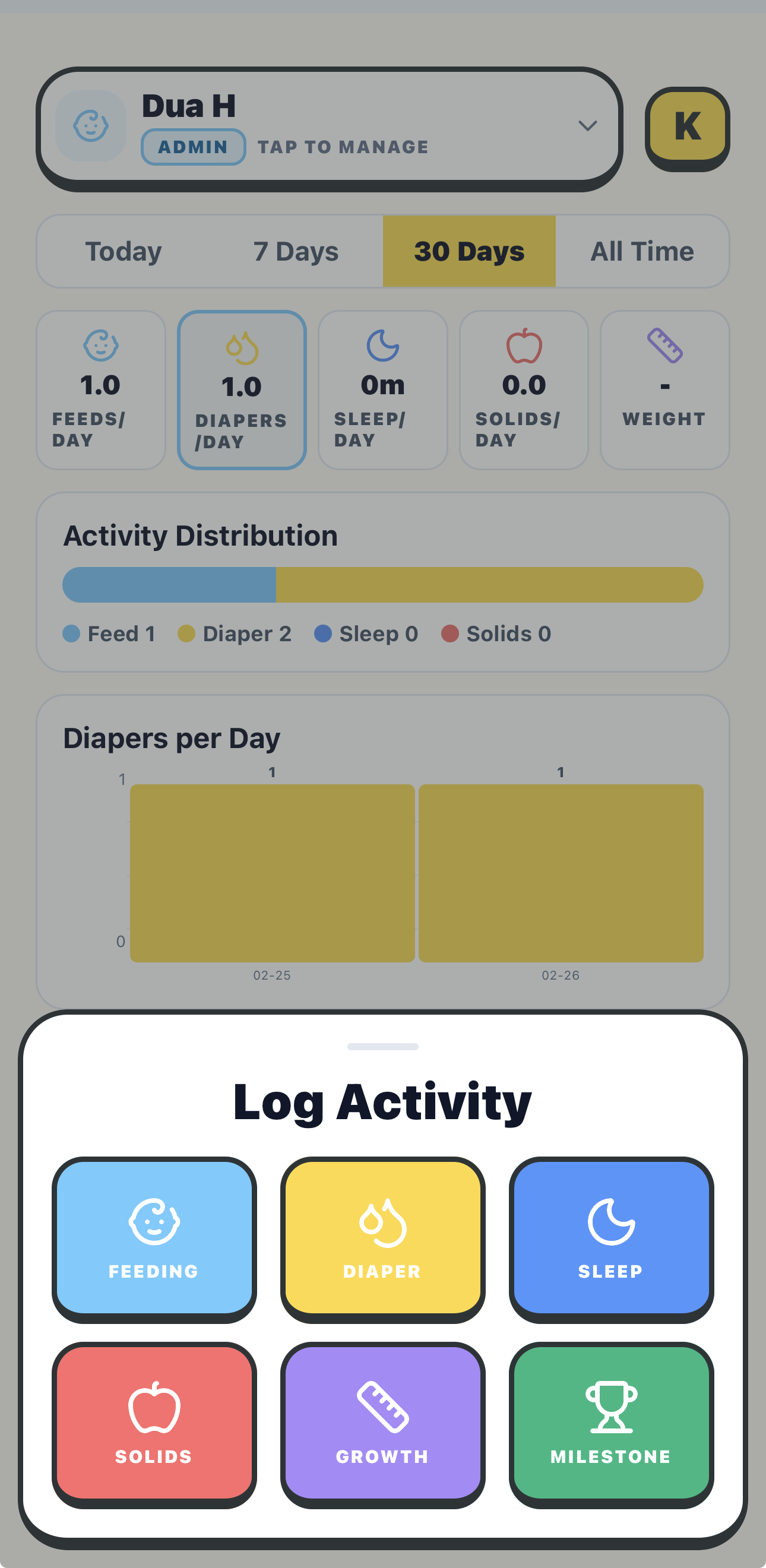 Log Activity with category picker