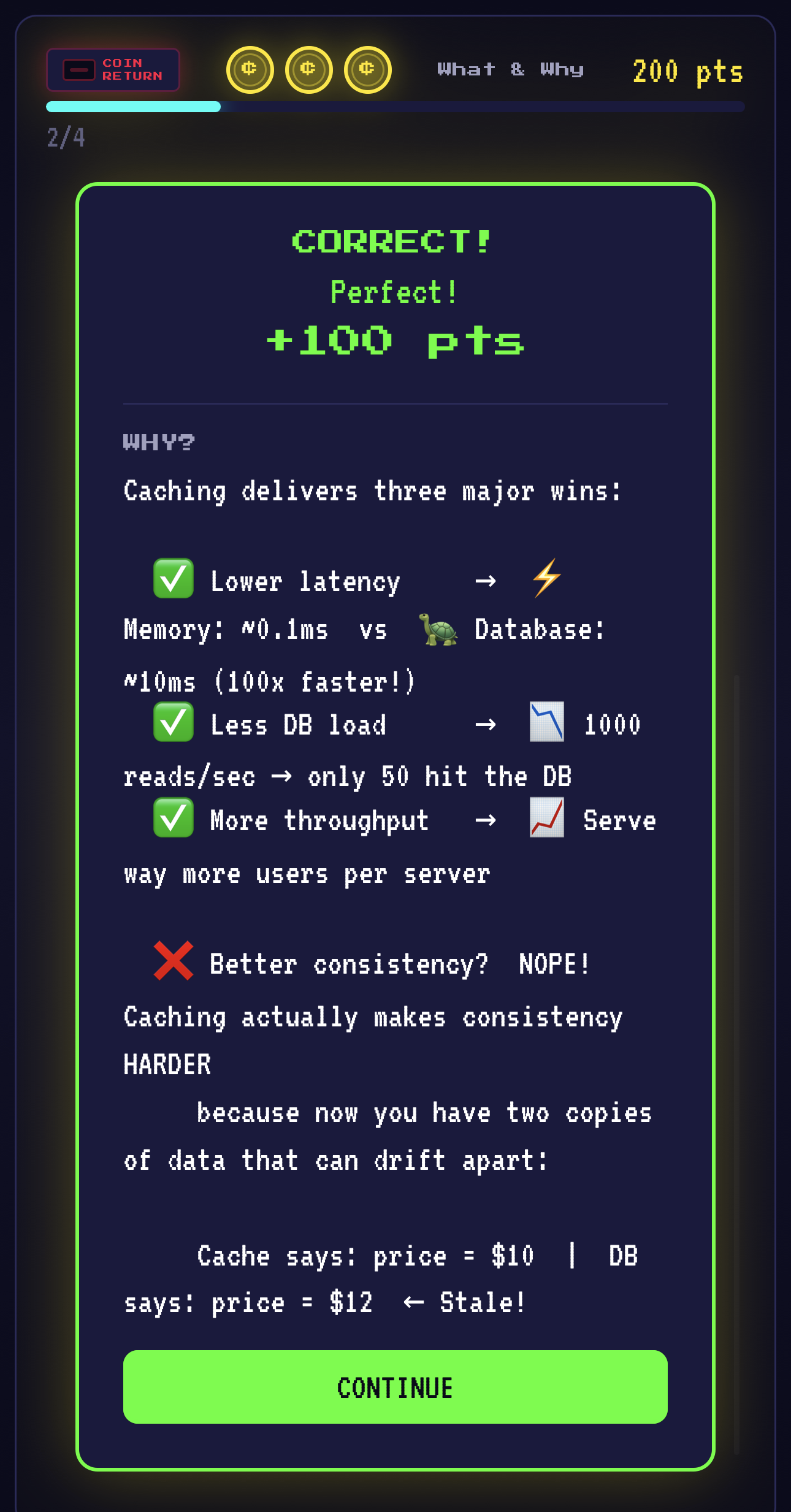 Detailed answer explanation with latency comparisons